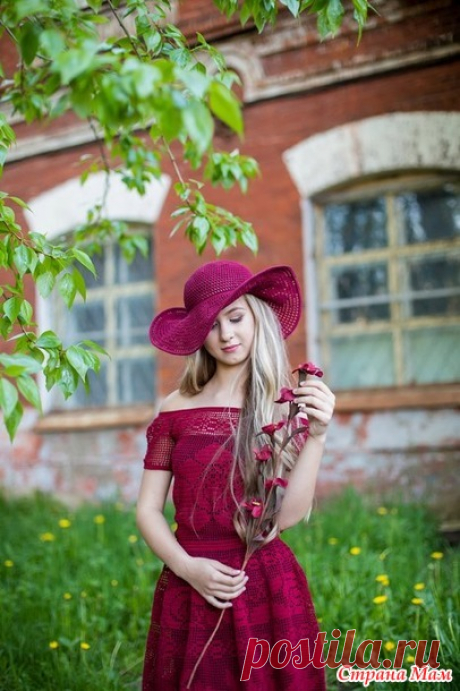 "Lady in Red" филейное платье - Вязание - Страна Мам