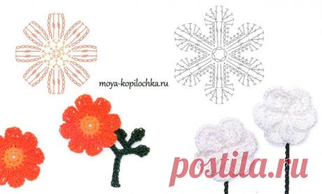 Вязаные цветы. 100 цветочных мотивов для вязания крючком со схемами - Вязание - Моя копилочка
