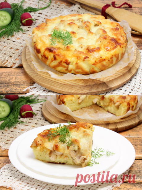 Пирог с курицей и сыром на картофельном тесте - ароматный и до безобразия вкусный.
