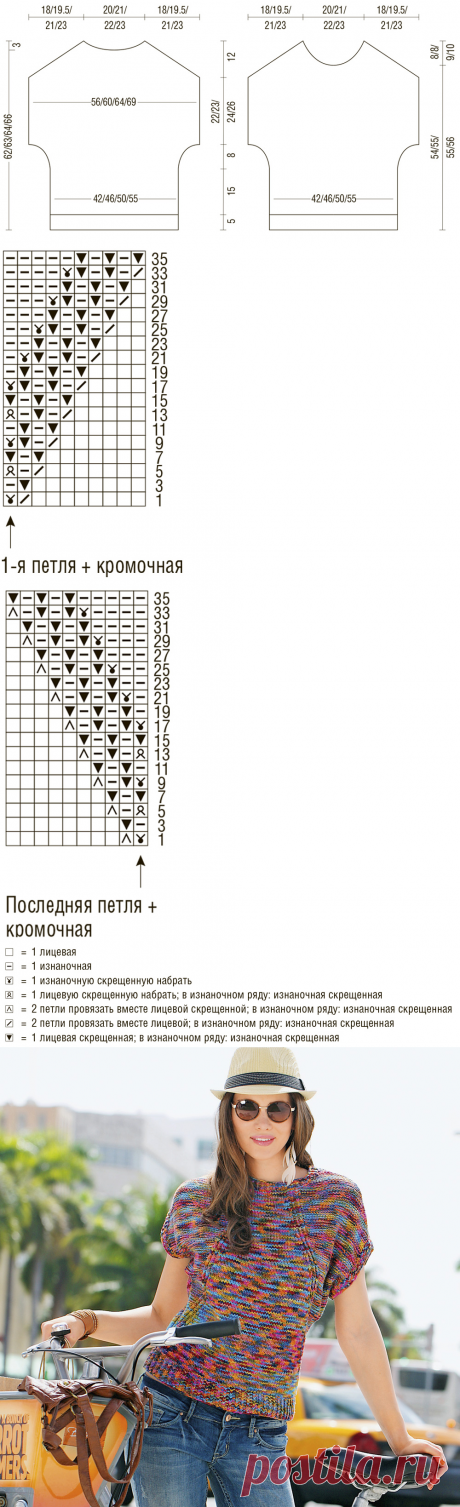 Легкий джемпер из меланжевой пряжи - схема вязания спицами. Вяжем Джемперы на Verena.ru