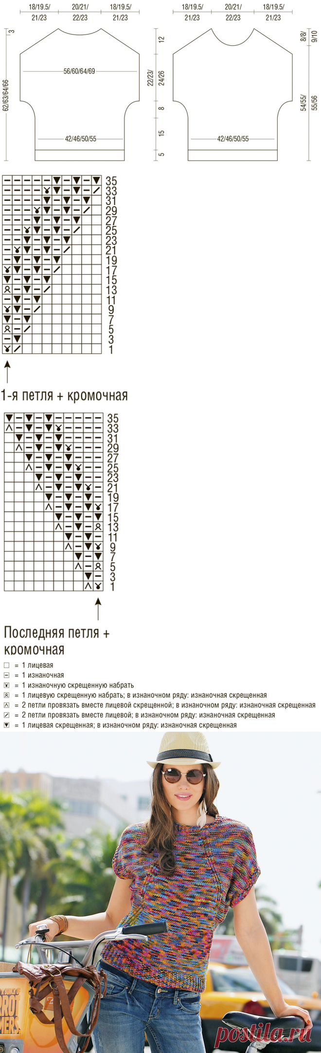 Легкий джемпер из меланжевой пряжи - схема вязания спицами. Вяжем Джемперы на Verena.ru