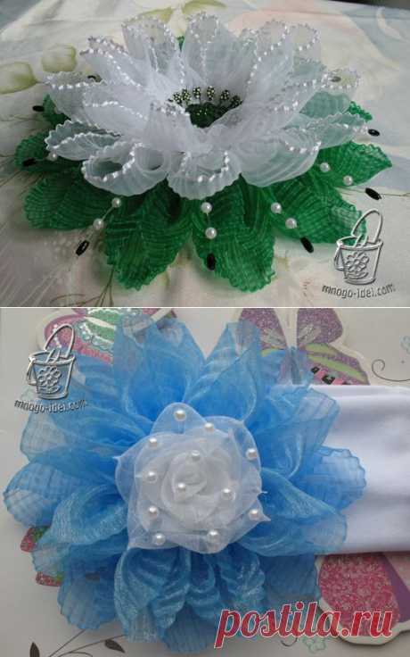 Красивый цветок из гофрированной ленты и мастер класс лепестка