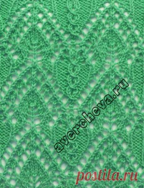 Узор 739 « Листики в ажуре» |  каталог вязаных спицами узоров