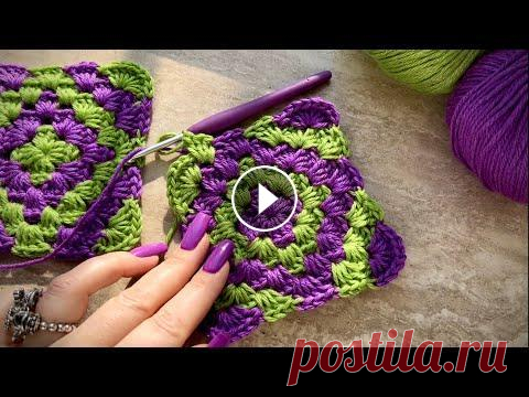 Супер техника вязания алмазного бабушкиного квадрата!...