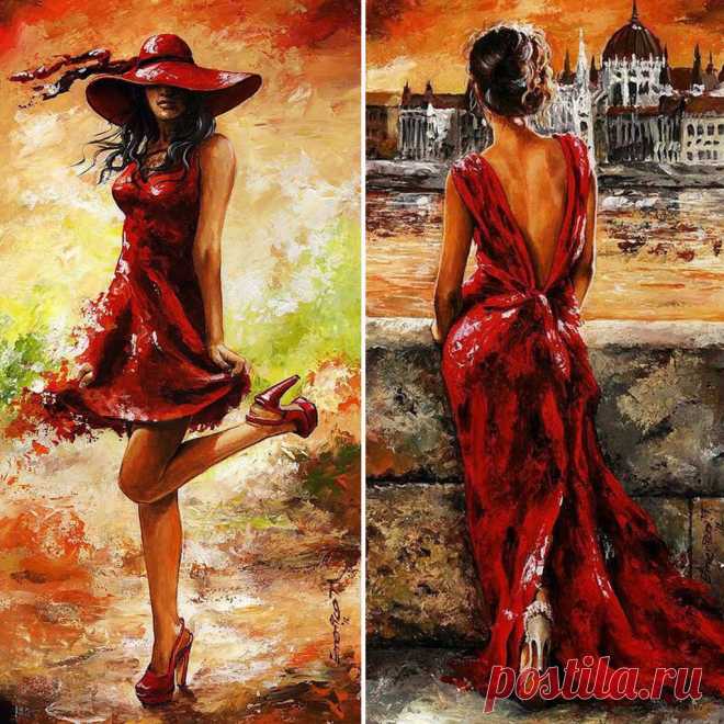 Леди в красном \художник Emerico Imre Toth
