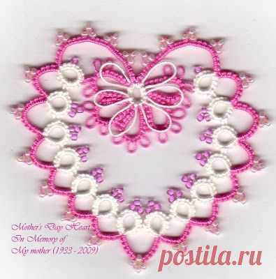 Tat-a-Renda Patterns: Mother's Day Heart  |  Найдено на сайте tatsaway-patterns.blogspot.com.br.