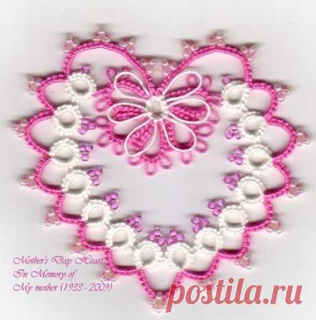 Tat-a-Renda Patterns: Mother's Day Heart  |  Найдено на сайте tatsaway-patterns.blogspot.com.br.