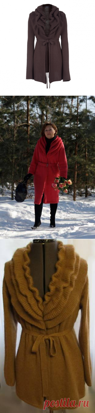 Шоколадная пена - кардиган спицами от APART.