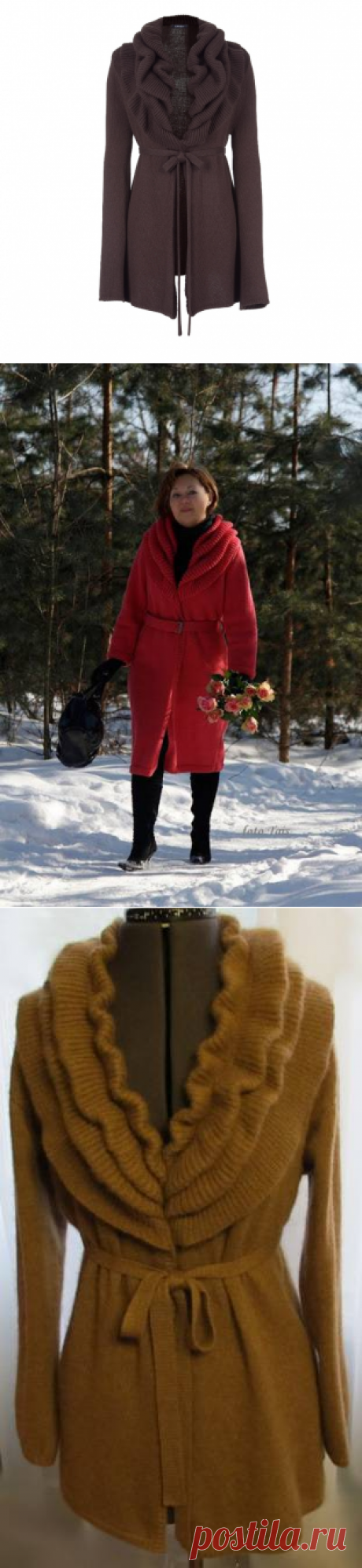 Шоколадная пена - кардиган спицами от APART.