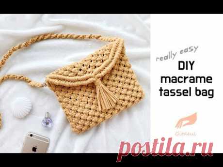[깃들 마크라메] 태슬포인트가 귀여운 마크라메 크로스백 / diy macrame tassel bag