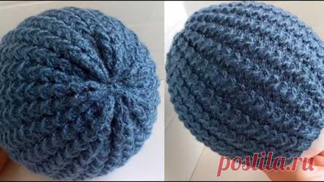 Шапочка спицами на осень 