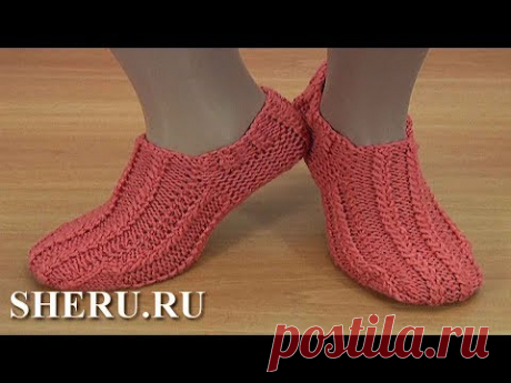 Уютные следки на двух спицах без швов.