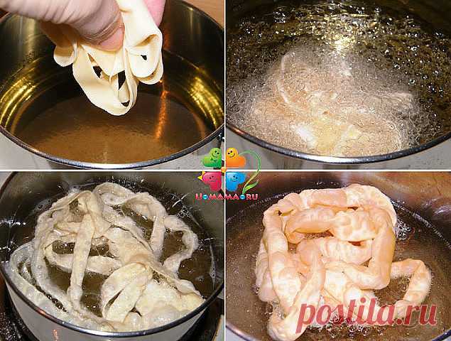 Вкусный хворост, тающий во рту 

Всем хозяйкам на заметку — традиционный узбекский вкусный хворост, тающий во рту! Для праздничного стола или просто на полдник этот простой восточный десерт подходит идеально! Смотрите, как готовить. 

Ингредиенты: 
Яйца — 2 Штуки 
Сахар — 4 Ст. ложки 
Молоко — 100 Грамм 
Масло сливочное — 2 Ст. ложки 
Мука — 400 Грамм 
Растительное масло — 1 Стакан 

Приготовление: 
Смешайте муку с яйцами. 
Растопите сливочное масло и растворите в нем саха...