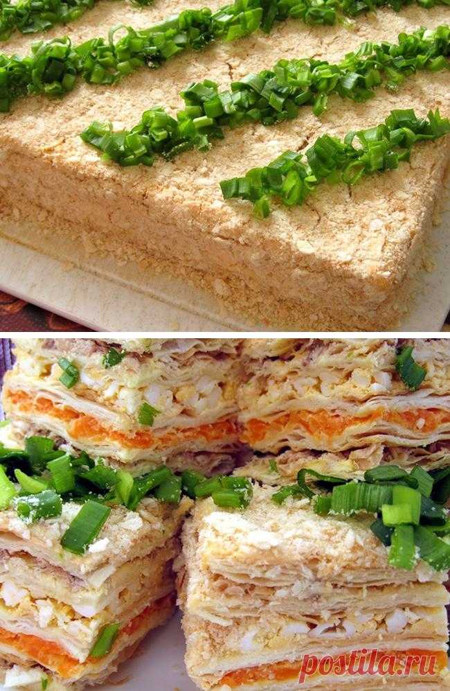 Закусочный торт из коржей наполеон пошагово