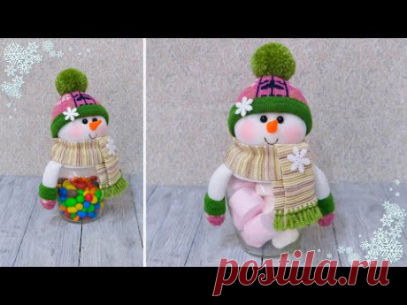Чудесный Снеговик из Банки. Сладкий Подарок на Новый Год⛄DIY Glass Jar Snowman. Sweet Christmas Gift