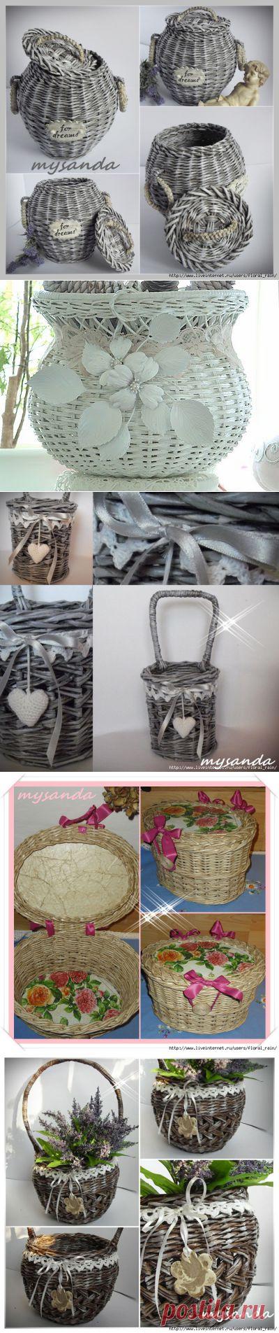 Идеи плетения корзин из газет-2 | Своими руками