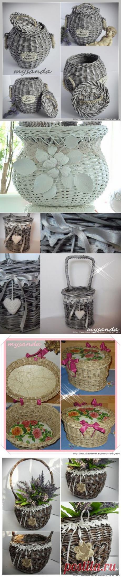 Идеи плетения корзин из газет-2 | Своими руками