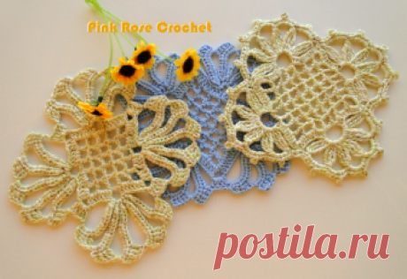Мотив крючком-poste Pink Rose crochet...