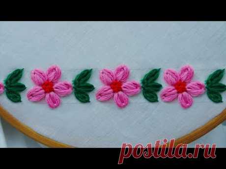 Hand Embroidery Floral Border design for Dress | sewing hacks | simple flower design