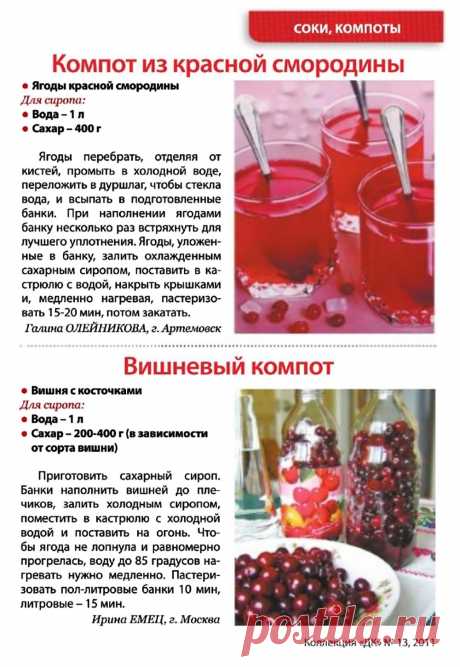 Компот из красной смородины. Вишневый компот