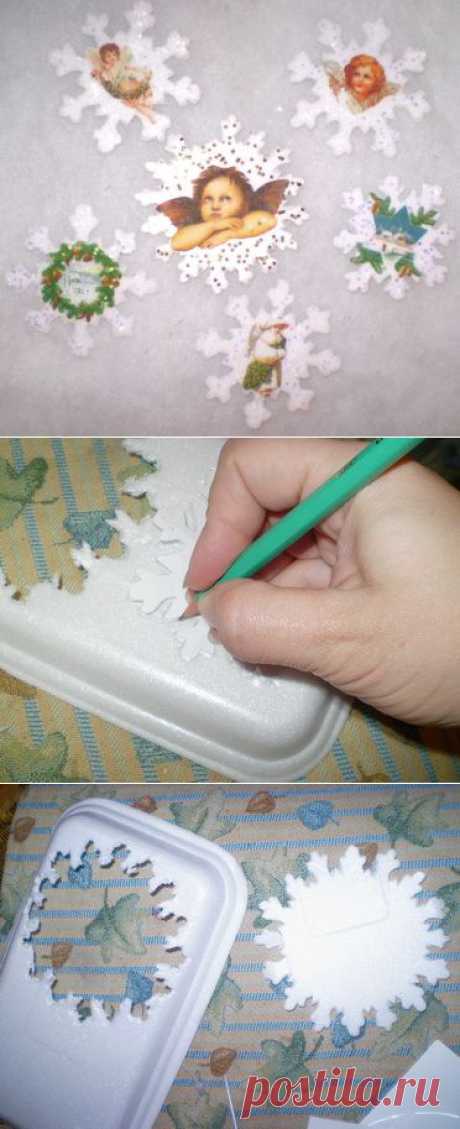 новогодние снежинки из отходов