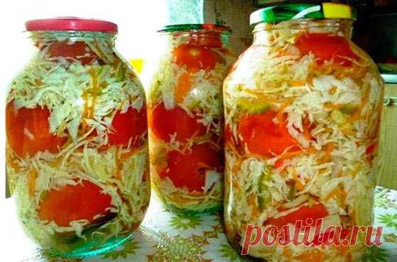 ПОМИДОРЫ С КАПУСТОЙ. ПОПРОБУЙТЕ, ВАМ ПОНРАВИТСЯ! 

Нашинковать капусту, натереть морковь, нарезать мелко болг. перец, измельчить чеснок. Все смешать. В стерилизованные банки 3-х литровые. На дно, лавр. лист, перец душ. гор., 2 зонтика укропа. Укладываем помидоры, пересыпая каждый слой нашинкованными овощами. Сверху залить кипящим рассолом. Стерилизовать 15 минут. Закатать. Укутать. 
Показать полностью…