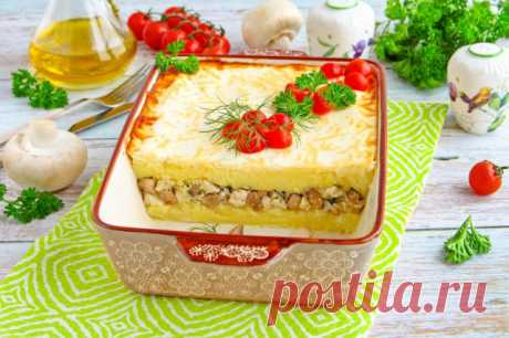 Запеканка с курицей и грибами в духовке рецепт с фото пошагово - 1000.menu