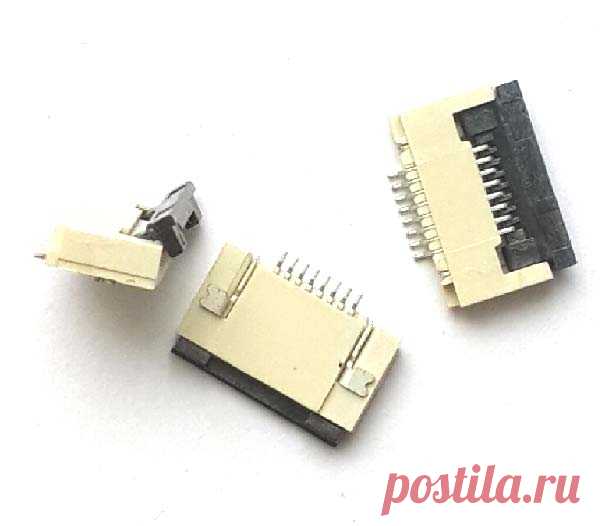 Коннектор 8 pin для FFC FPC шлейфов с фиксатором, нижние контакты, шаг 0,5 мм купить