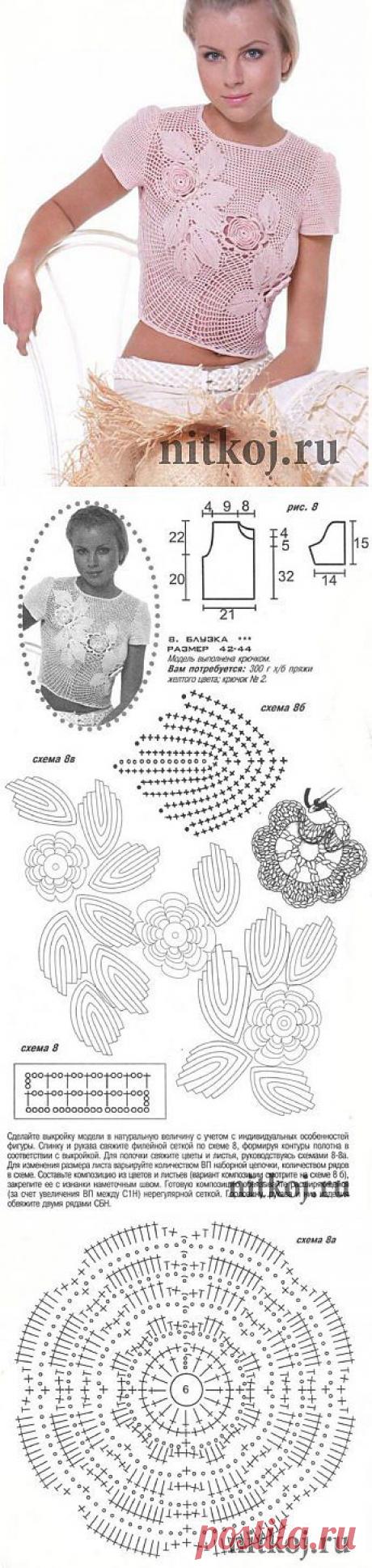 Связать топ крючком со цветами » Ниткой - вязаные вещи для вашего дома, | Рукоделие:вязание,шитье и др.