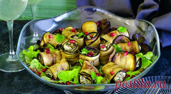 Рулетики из баклажанов с грецкими орехами, пошаговый рецепт с фото
