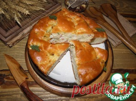 Заливной купустный пирог с копченой курицей - кулинарный рецепт
