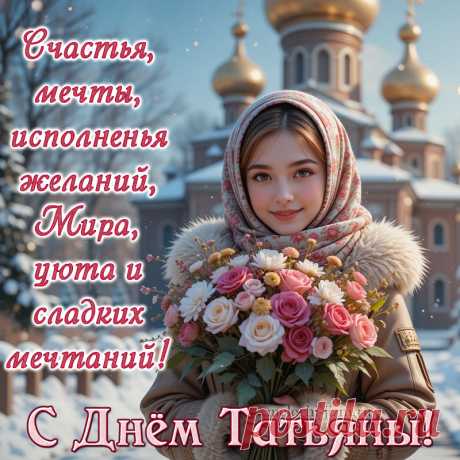 Открытка Татьянин день красивая скачать, Татьянин день открытка с поздравлениями, бесплатная открытка с Татьяниным днем