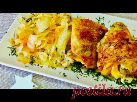 Безумно вкусная тушеная капуста в рукаве с курицей в духовке. Рецепты блюд с курицей. Рецепты.