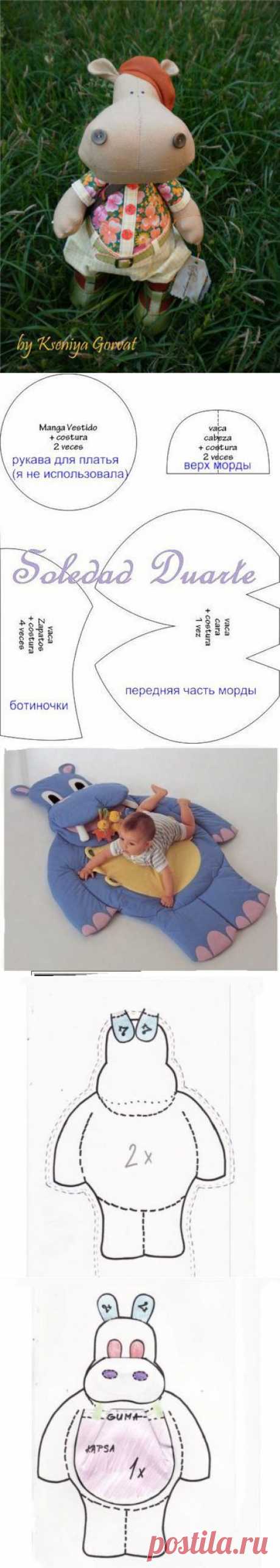 Сшитые игрушки-бегемотики и коврик -бегемот - Рукоделие