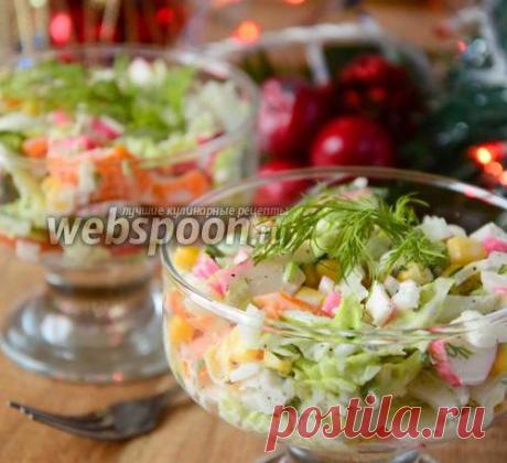 Крабовый салат с пекинской капустой и болгарским перцем
