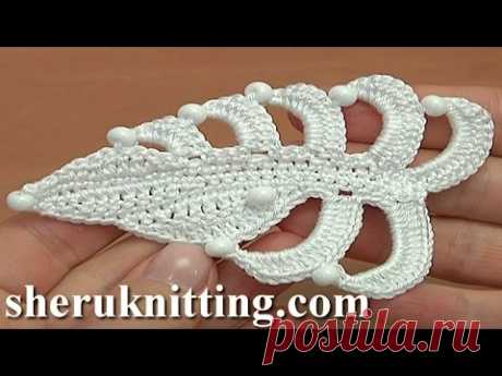Crochet Asymmetrical Double Sided Flat Leaf Tutorial 35