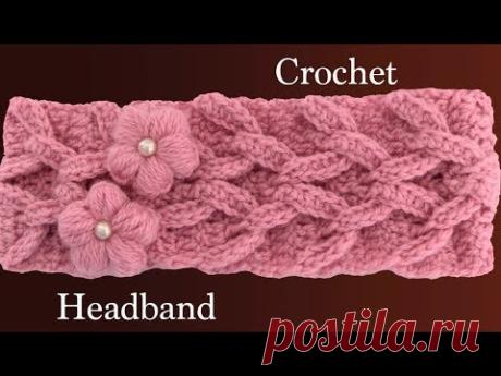 Diadema a Crochet con flores en punto cadenas de trenzas en 3D tejido tallermanualperu