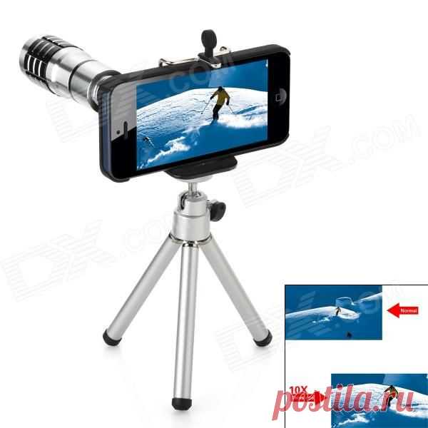 Cheap Detachable 10X Telephoto Lens Set for Iphone 5 - Black