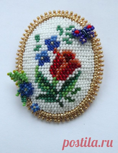 Брошь &quot; Тюльпанчик &quot; | biser.info - всё о бисере и бисерном творчестве