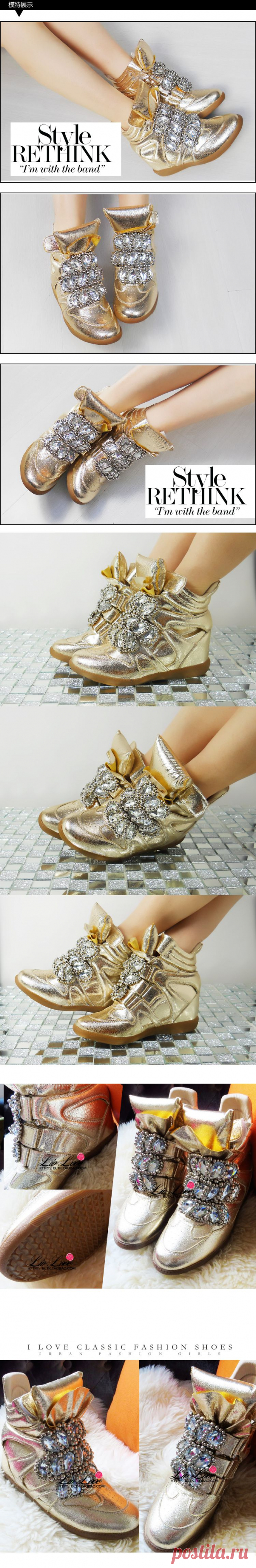 欧洲站潮鞋Isabel金银色欧美真皮内增高帮鞋休闲鞋水钻女高跟-淘宝网