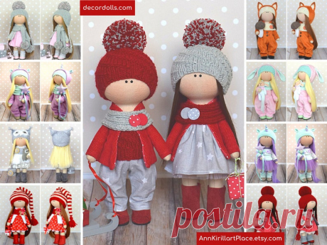Xmas Dolls Couple Handmade Christmas Tilda Dolls Poupée | Etsy