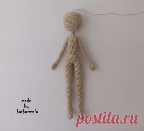 Бесплатная схема с описанием вязания каркасной куклы крючком из хлопковых ниток на проволочном каркасе. Авторская схема с фото и видео от Katkarmela.