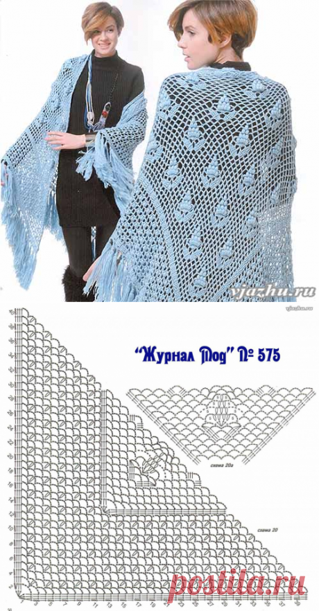 Шаль с бутонами для вязания крючком