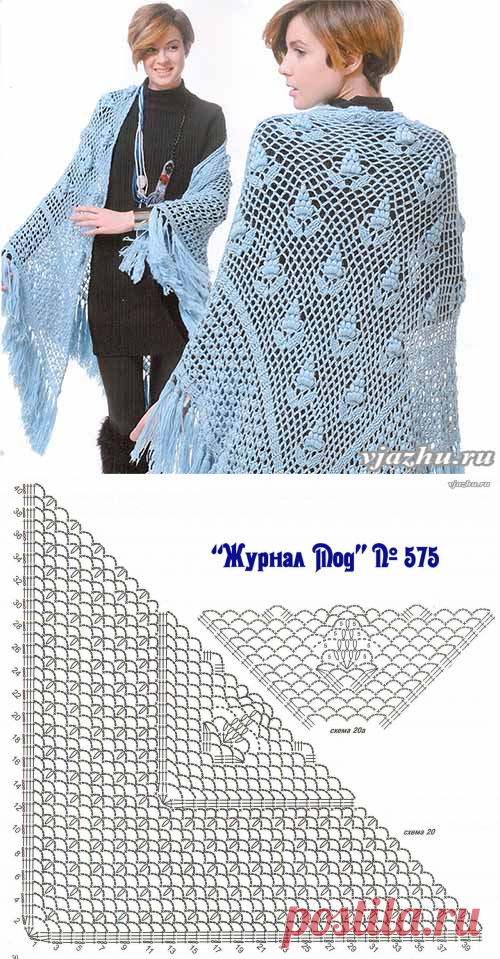Шаль с бутонами для вязания крючком