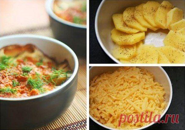 Картофель, запеченный в сливках с сыром.