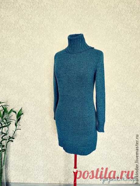 Вязаное платье &quot; Меланж в бирюзе&quot; - тёмно-бирюзовый,платье,платье вязаное