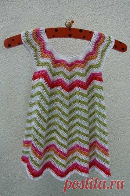 Crochet Knitting Handicraft: little summer dress( Ripple )