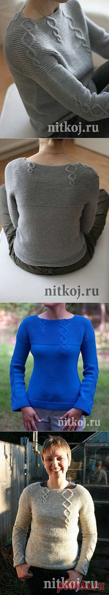Вязаный джемпер сверху регланом &amp;raquo; Ниткой - вязаные вещи для вашего дома, вязание крючком, вязание спицами, схемы вязания