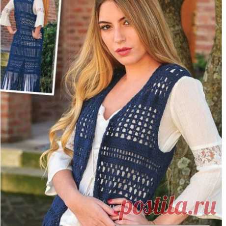 Ажурный жилет с бахромой