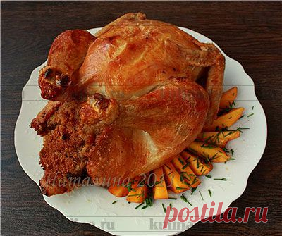 Курица, запеченная с нектаринами, сыром и ржаным хлебом